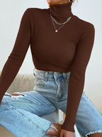 Turtleneck Ribbed Knit Sweater Pullover Jersey XD21