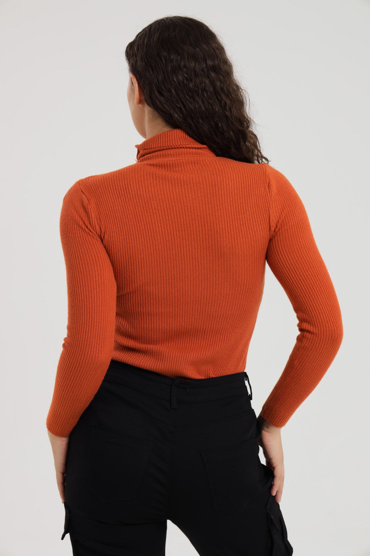 Turtleneck Ribbed Knit Sweater Pullover Jersey XD21
