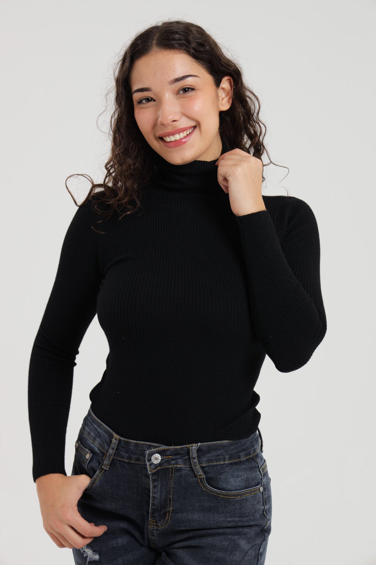 Turtleneck Ribbed Knit Sweater Pullover Jersey XD21