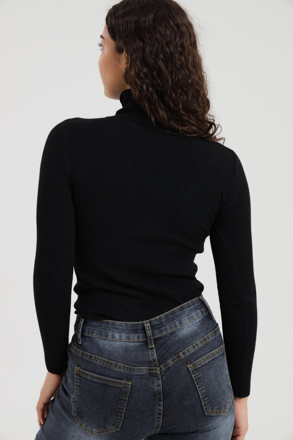 Turtleneck Ribbed Knit Sweater Pullover Jersey XD21