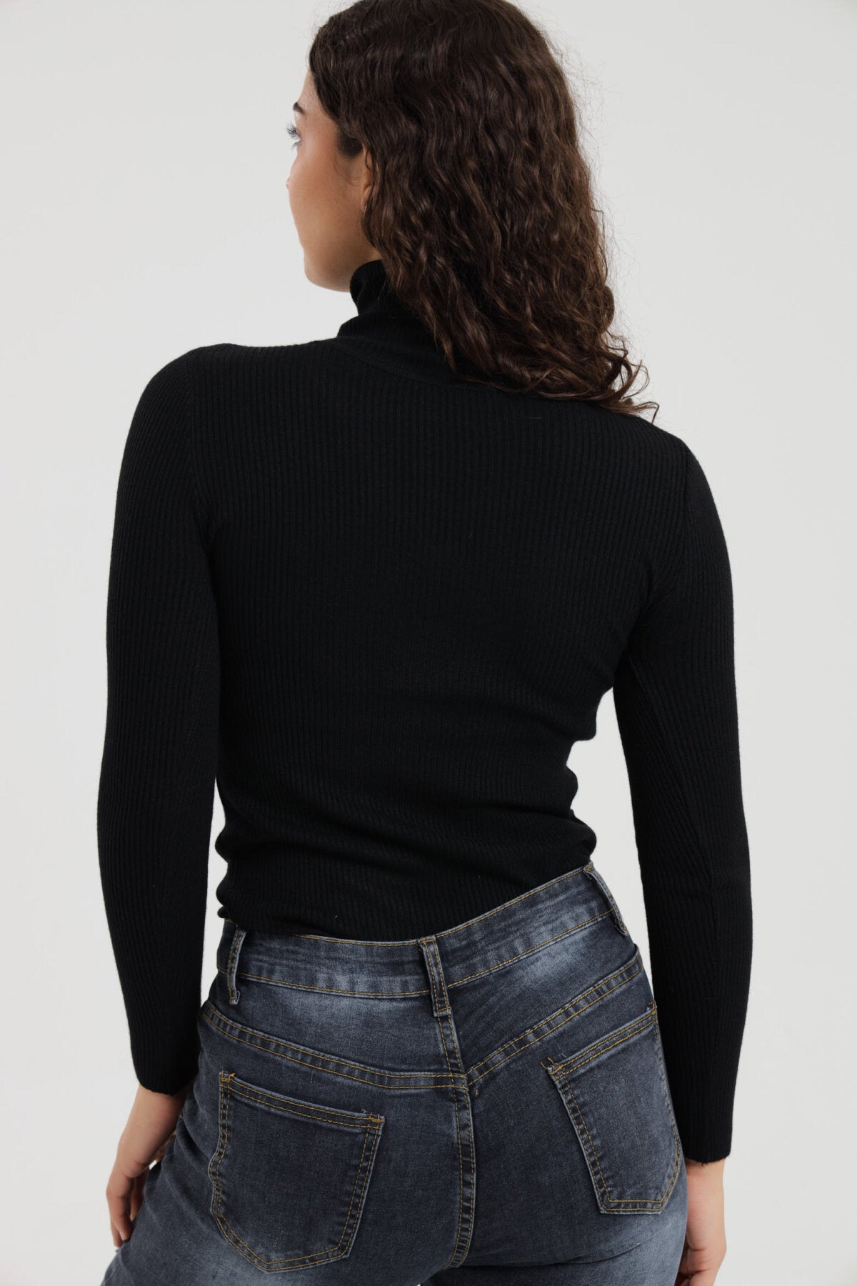 Turtleneck Ribbed Knit Sweater Pullover Jersey XD21