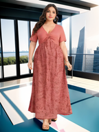 Twist front short sleeve maxi dress curve XD21
