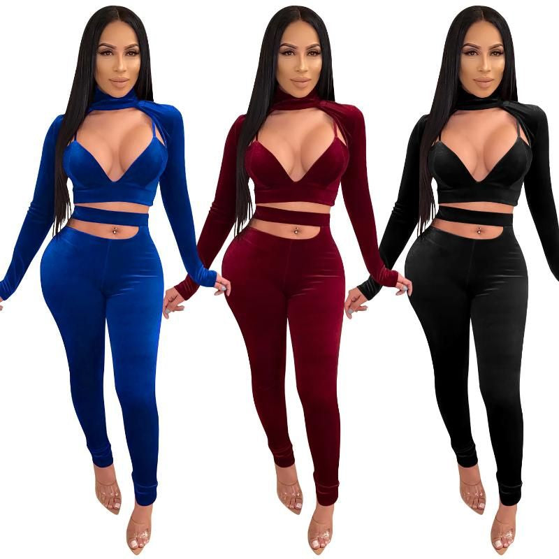 Two Piece Pants Long Sleeve Women Set Tracksuit XD21