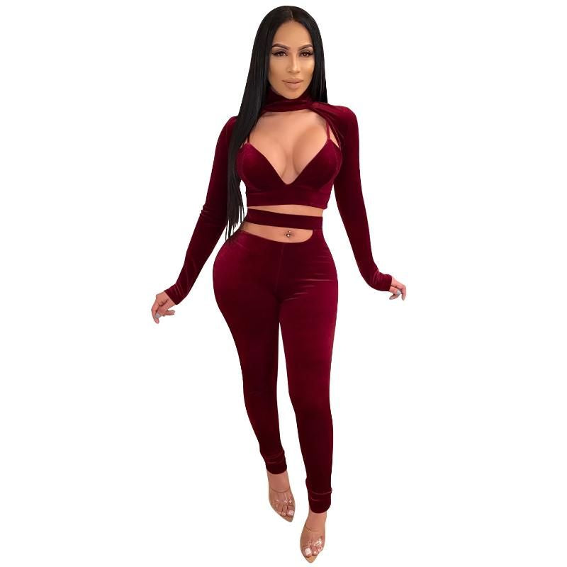 Two Piece Pants Long Sleeve Women Set Tracksuit XD21