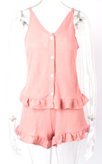 Two Piece Shorts Frill Sleepwear Set XD21