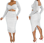 Two Piece Top and Ruched Skirt Set XD21