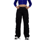 Stylish Black Cargo Wide-Leg Jeans - XD119