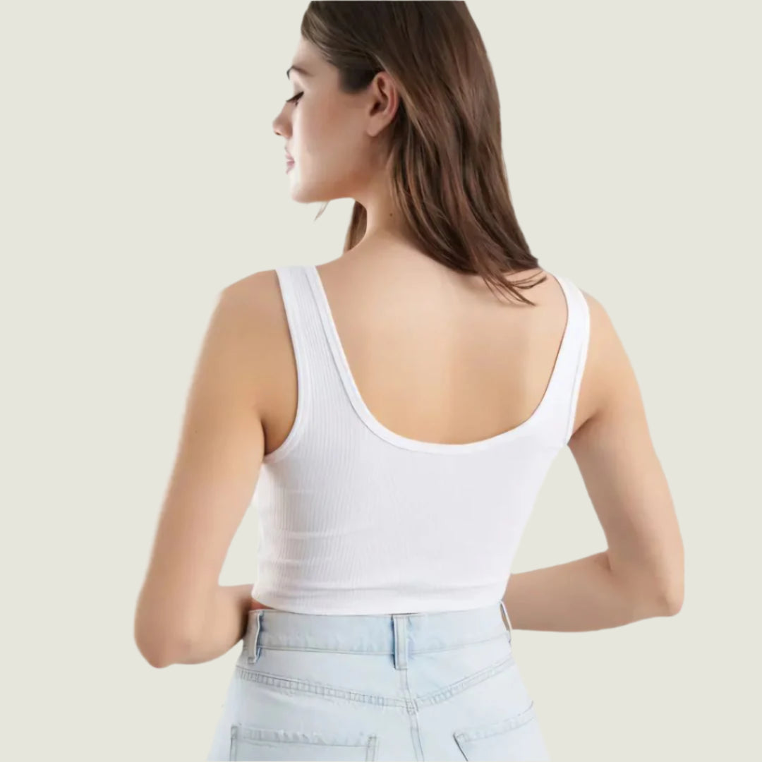 Plunge Neck Vest Tank Crop Top