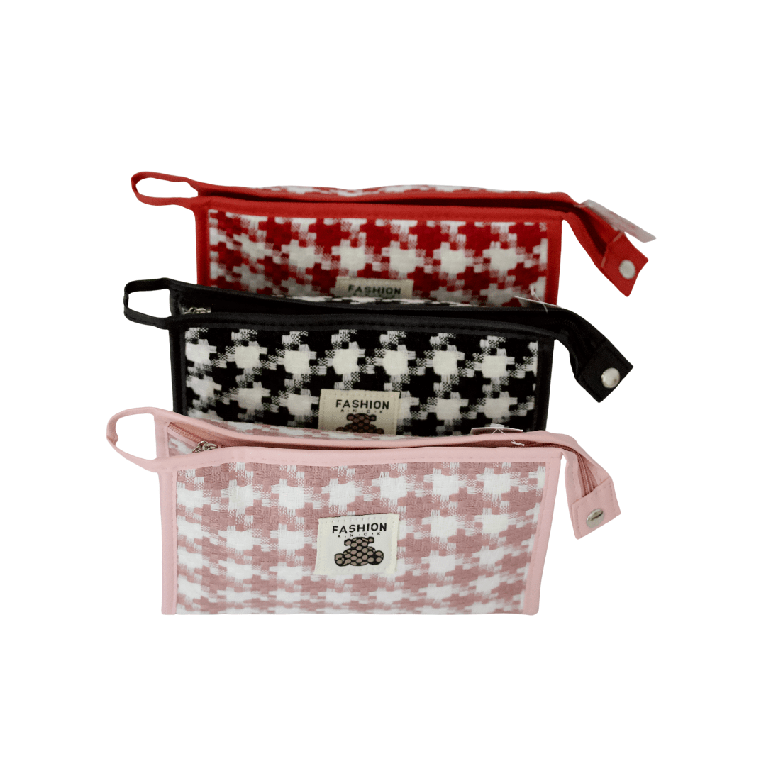 Stylish Houndstooth Pattern Vanity Bag for Everyday Use