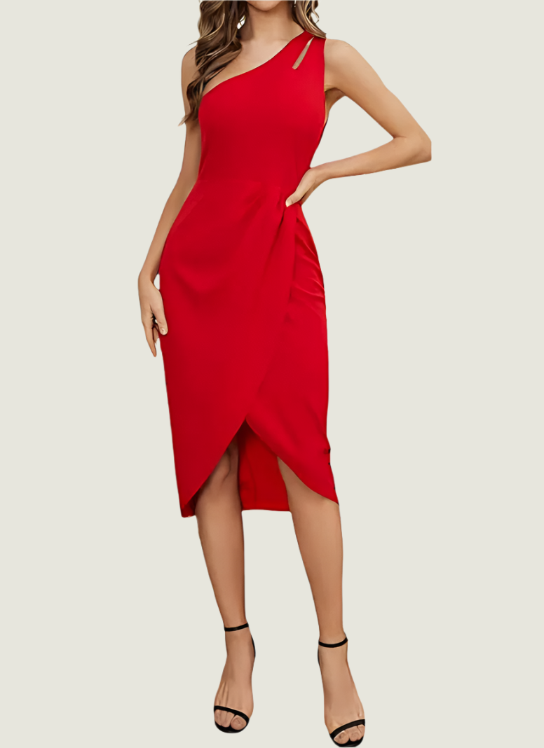 Elegant Cutout Side Split One-Shoulder Bodycon Dress - Sleek & Stylish
