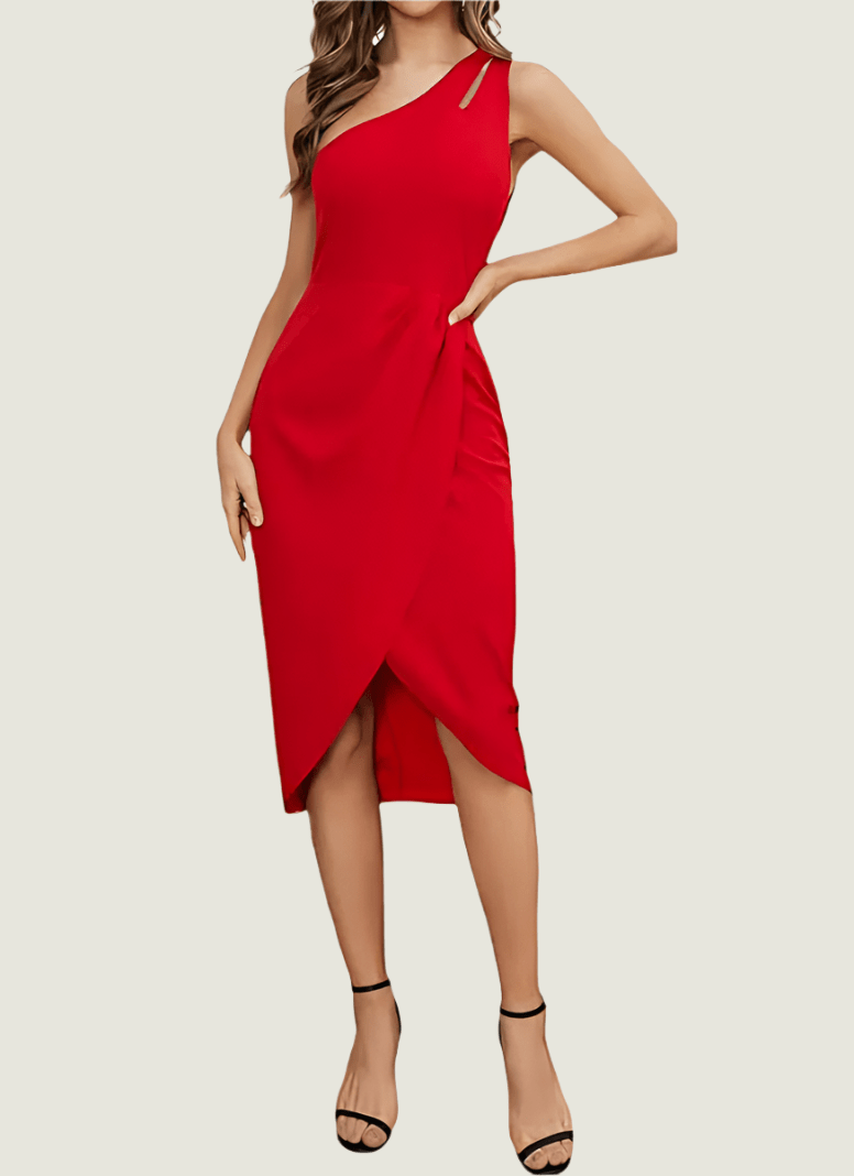 Elegant Cutout Side Split One-Shoulder Bodycon Dress - Sleek & Stylish
