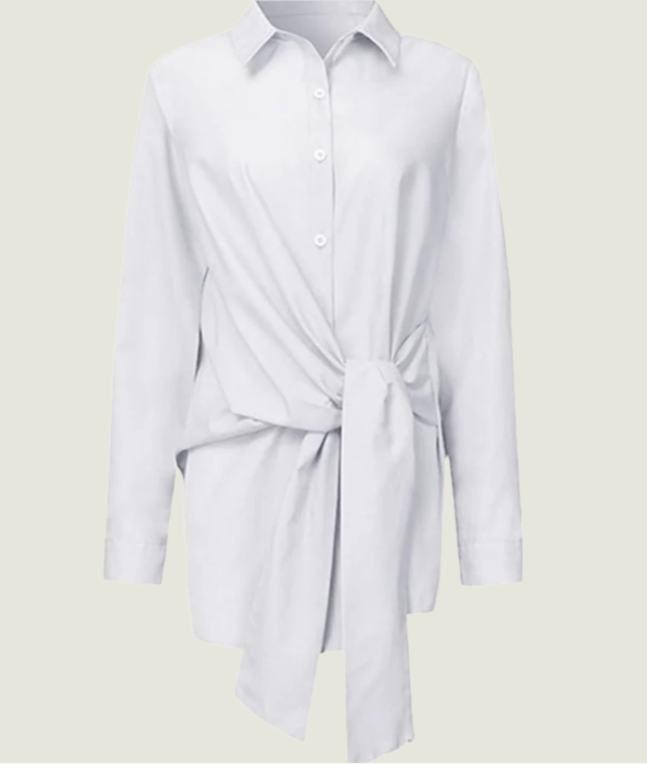 Effortless Style Tie-Waist Shirt Blouse