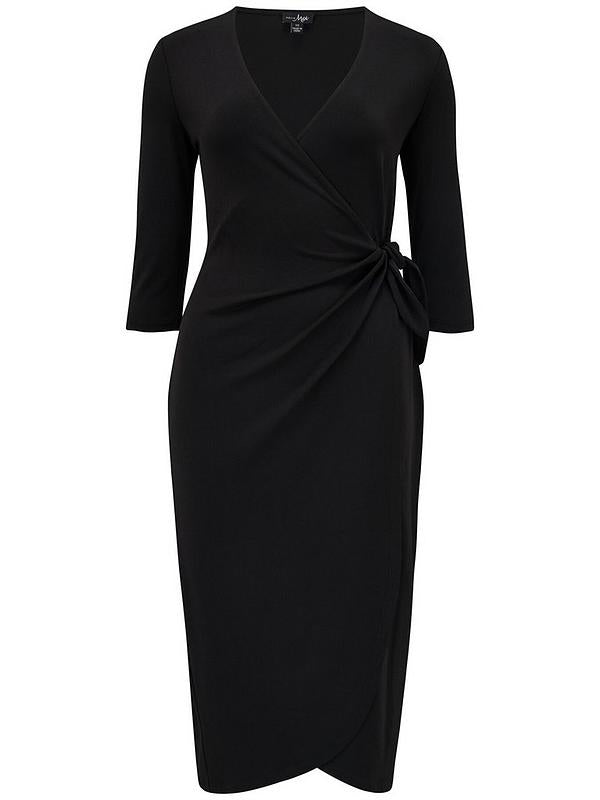 V Neck Ruched Midi Bodycon Dress XD21