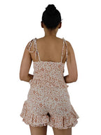 V Neck Shoulder Tie Up Frilled Shorts Jumpsuit XD21