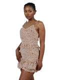 V Neck Shoulder Tie Up Frilled Shorts Jumpsuit XD21