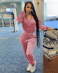 Velvet Drawstring All In One Jumpsuit XD21