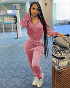 Velvet Drawstring All In One Jumpsuit XD21