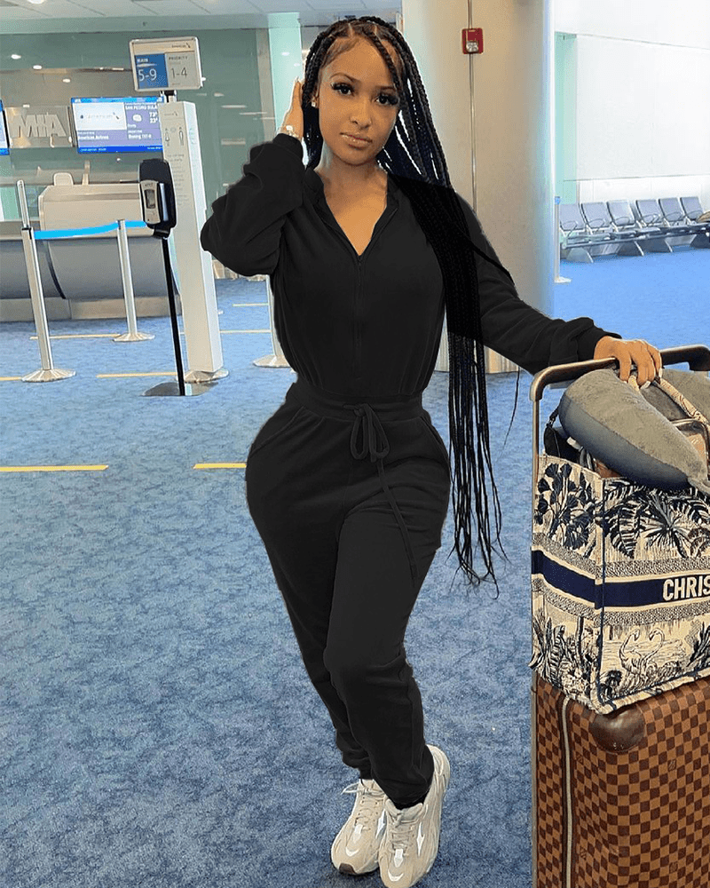 Velvet Drawstring All In One Jumpsuit XD21