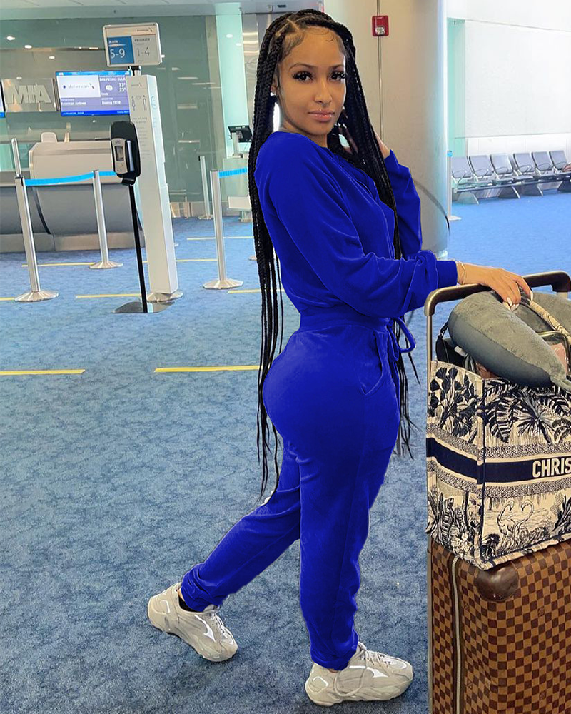 Velvet Drawstring All In One Jumpsuit XD21