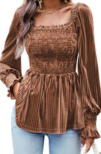 Velvet Frill Ruched Cute Top XD21