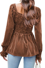 Velvet Frill Ruched Cute Top XD21