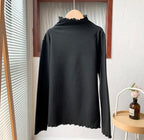 Velvet Like Turtle neck Frill Top XD21