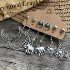 Vintage Boho Dangle Earrings & Studs 6pc Set XD21