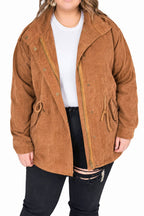 Corduroy Hooded Jacket – Warm Drawstring Casual Winter Coat