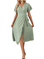 Flattering Side Knot Wrap Elegant Dress