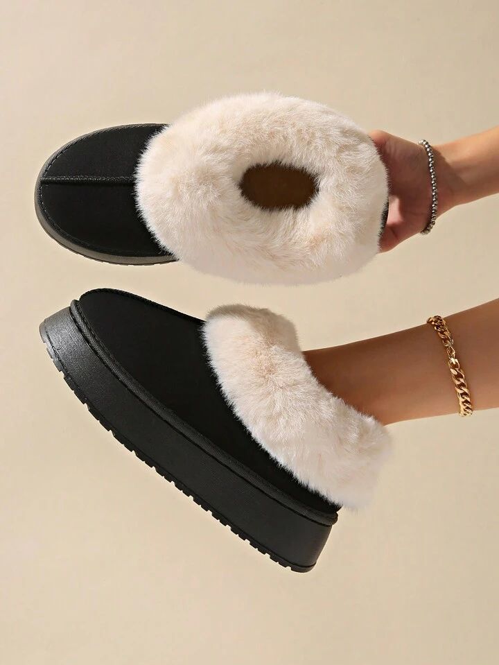 Cozy Faux Fur Platform Slippers