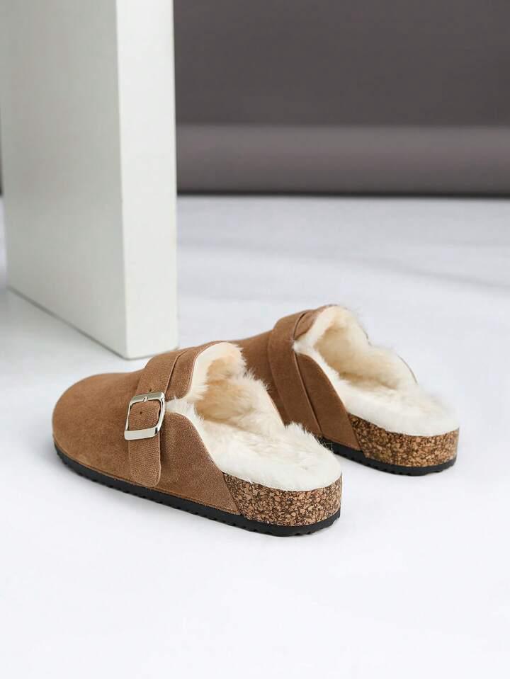 Cozy Buckled Slip-On Fleece Lined Clogs