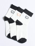 Cute Black & White Smiley Quarter Socks 3 Pairs