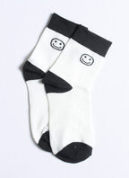 Cute Black & White Smiley Quarter Socks 3 Pairs