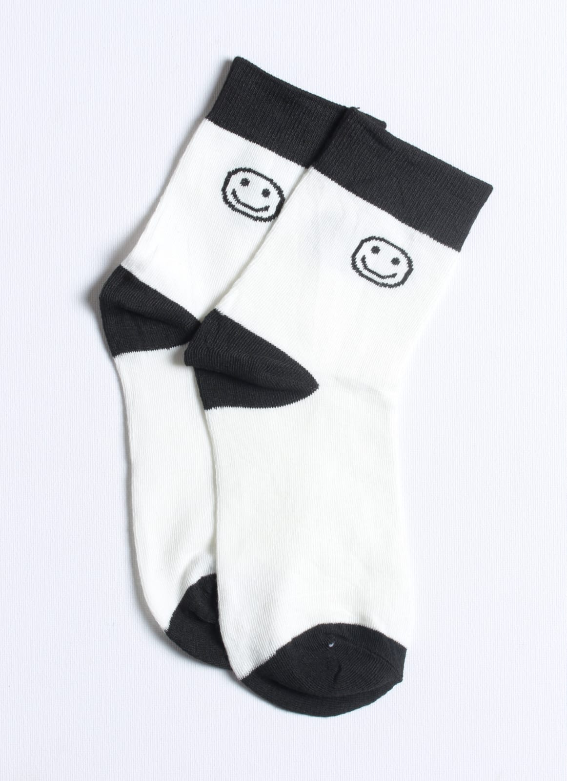 Cute Black & White Smiley Quarter Socks 3 Pairs