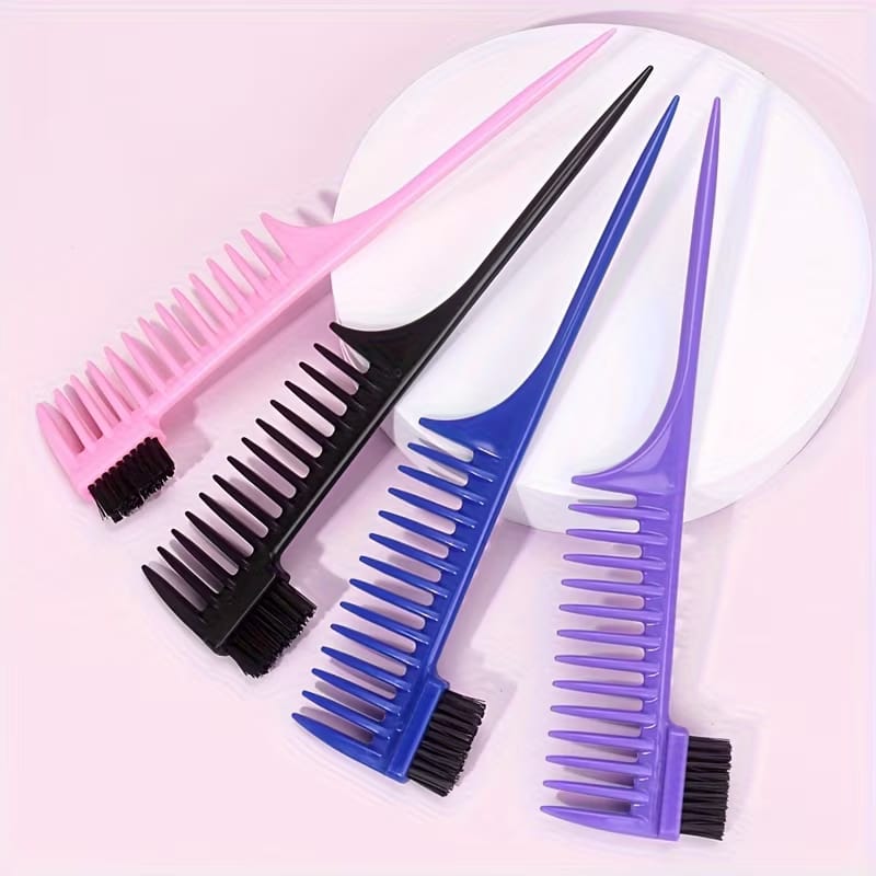 1pc 2 in 1 Wide Tooth Pin Tail Comb with Edge brush
