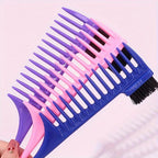 1pc 2 in 1 Wide Tooth Pin Tail Comb with Edge brush