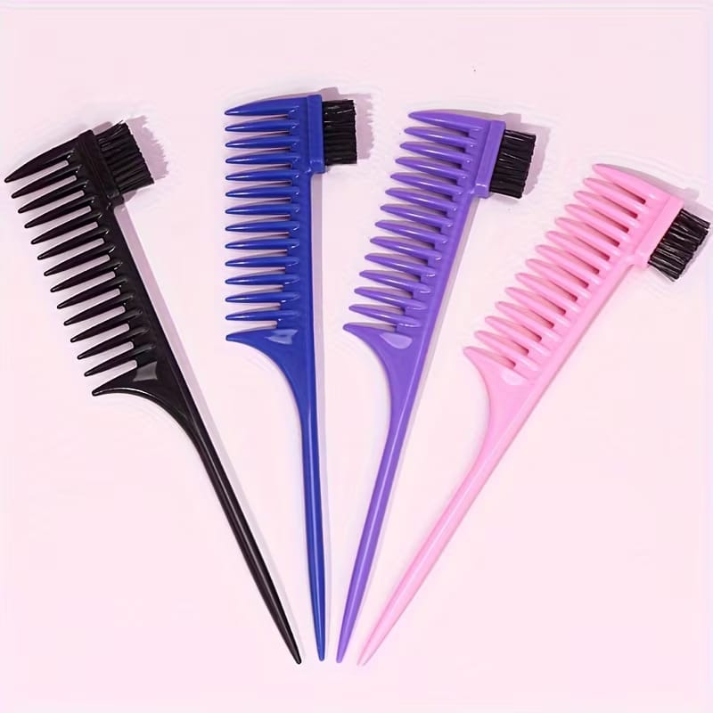1pc 2 in 1 Wide Tooth Pin Tail Comb with Edge brush