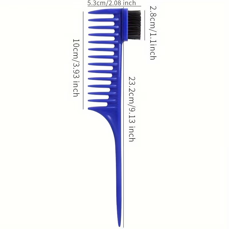1pc 2 in 1 Wide Tooth Pin Tail Comb with Edge brush