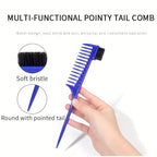 1pc 2 in 1 Wide Tooth Pin Tail Comb with Edge brush