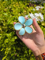 Gold edged Round Petal Flower Claw Clip 1pc