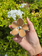 Gold edged Round Petal Flower Claw Clip 1pc