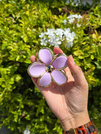 Gold edged Round Petal Flower Claw Clip 1pc