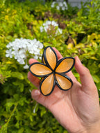 Black Edged Pointed Petal Flower Claw Clip 1pc
