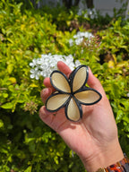 Black Edged Pointed Petal Flower Claw Clip 1pc