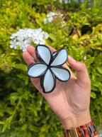 Black Edged Pointed Petal Flower Claw Clip 1pc
