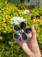 Gold edged Round Petal Flower Claw Clip 1pc