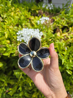 Gold edged Round Petal Flower Claw Clip 1pc