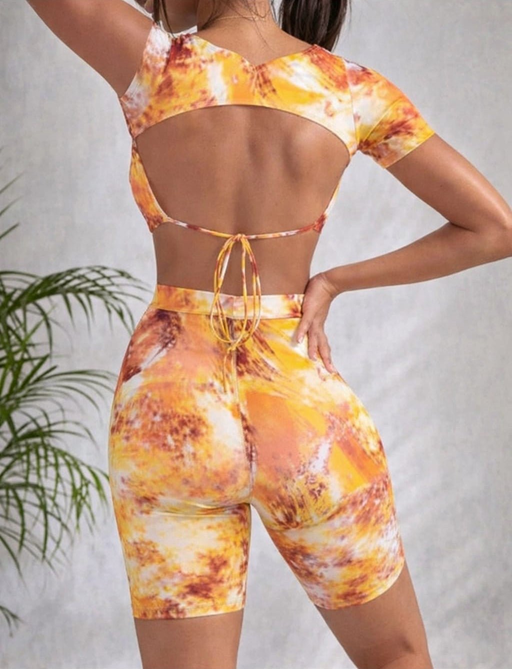 Ocean Aura Tie-Dye Active Set - Crop Top & Biker Shorts