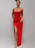 Elegant Silky Slip Long Dress – Luxury Satin Evening Gown for Women