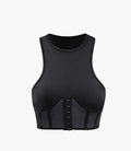 Black Neoprene Crop Top for Women | Sleek Structured Stretch Fit